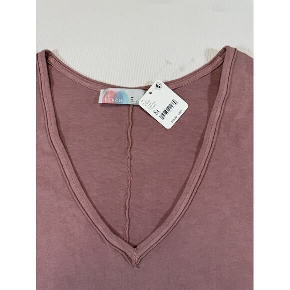 FP Beach Free People Mauve V-Neck Ruffle Sleeve Dress Women’s Medium NWT - Picture 2 of 8